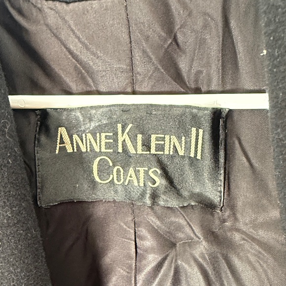 Anne Klein II Vintage Black Merino Wool and Angora Women’s Long Trench Pea Coat - Picture 5 of 16